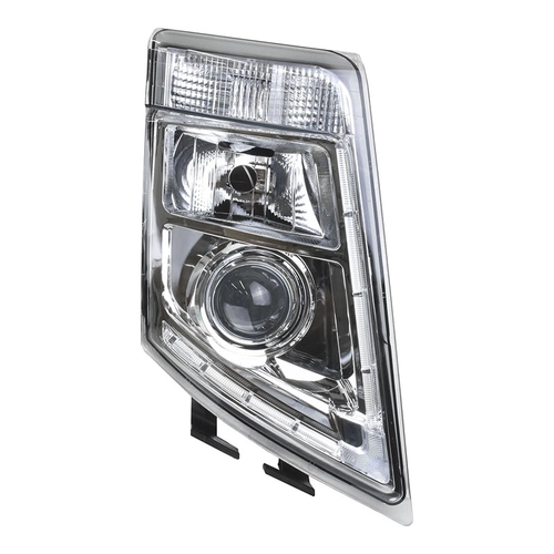 FAROL PRINCIPAL COMPLETO PISCA E FAROL DE LÂMPADA COM DRL DE LED E DE 6 VIAS COM LENTE ÓPTICA DO VOLVO LADO DIREITO - FARO40A-D-DIP