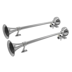 PAR DE BUZINA PARA CAMINHÕES MARÍTIMA COM 02 CORNETAS DE 740MM BIVOLT COM VÁLVULA ORIGINAL CROMADA - BUZI21-DIP