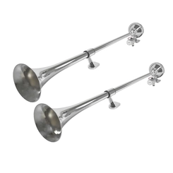 PAR DE BUZINA PARA CAMINHÕES MARÍTIMA COM 02 CORNETAS DE 1000MM BIVOLT VÁLVULA ORIGINAL CROMADA - BUZI22-DIP