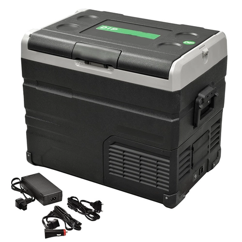 GELADEIRA PORTÁTIL COM BLUETOOTH DUAL ZONE DE 45 LITROS BIVOLT COM CONEXÃO PARA BATERIA E FONTE CONVERSORA DE TENSÃO 100 E 240V - GELA28-DIP