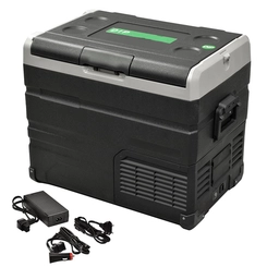 GELADEIRA PORTÁTIL COM BLUETOOTH DUAL ZONE DE 45 LITROS BIVOLT COM CONEXÃO PARA BATERIA E FONTE CONVERSORA DE TENSÃO 100 E 240V - GELA28-DIP