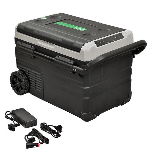 GELADEIRA PORTÁTIL COM RODAS DUAL ZONE DE 35 LITROS BIVOLT COM FONTE CONVERSORA DE TENSÃO 100 E 240V - GELA29-DIP