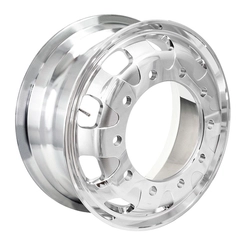 RODA DE ALUMÍNIO SEM CÂMARA A DISCO 8.25X22.5 DE VENTILAÇÃO ELIPTICA PARA PNEU 275 E 295 COM BICO INTERNO E EXTERNO POLIDA BORDA LARGA - RODA09-AL-DIP