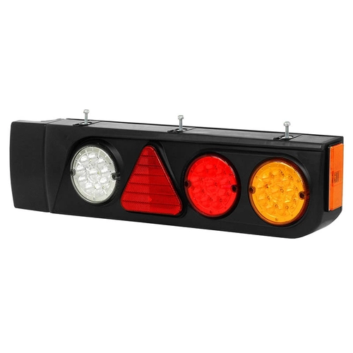 LANTERNA TRASEIRA COMPLETA DAS CARRETAS LIBRELATO DE LED 24V COM ABA TRIÂNGULO E CHICOTE COM 5 VIAS DO LADO DIREITO - LANT89-D-ABA