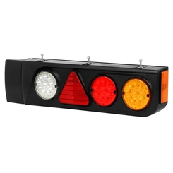 LANTERNA TRASEIRA COMPLETA DAS CARRETAS LIBRELATO DE LED 24V COM ABA TRIÂNGULO E CHICOTE COM 5 VIAS DO LADO DIREITO - LANT89-D-ABA