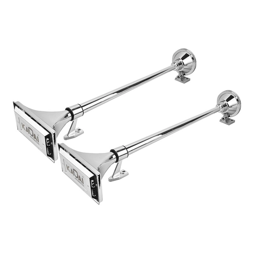 PAR DE BUZINA PARA CAMINHÕES ELETROPNEUMÁTICA COM BOCA QUADRADA DE 740MM SEM SOLENÓIDE BIVOLT E CROMADA - BUZI20-I