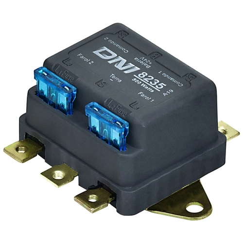 RELÊ DUPLO UNIVERSAL PARA LÂMPADAS DE LED DO FAROL DE 24V E 500W PARA 2 FUSÍVEIS EXTERNOS COM 6 TERMINAIS - RELE35