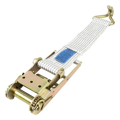 CATRACA PARA CINTA DE AMARRAÇÃO BRANCA PARA 10 TONELADAS DE 0,50M X 100MM COM GANCHO J - CATR06C-BR