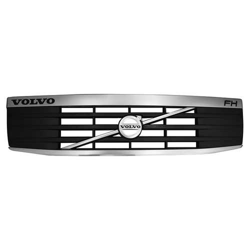 GRADE FRONTAL SUPERIOR COMPLETA DE PLÁSTICO COM FRISOS E EMBLEMA DA CABINE DO VOLVO - GRAD30F-DIP