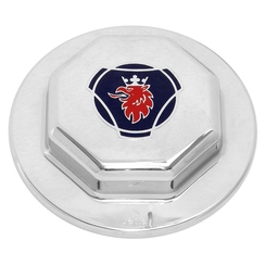 SOBRE TAMPA CROMADA DO CUBO DE RODA DIANTEIRA DO SCANIA DECORADA - SOBR05A