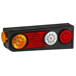 LANTERNA TRASEIRA COMPLETA DAS CARRETAS RANDON DE LED 24V SEM ABA E COM TRIÂNGULO DO LADO ESQUERDO - LANT56B-E-LED
