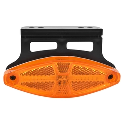 LANTERNA LATERAL AMARELA UNIVERSAL COM GUIA DE LUZ RETROREFLETOR SUPORTE LED E CONECTOR DE 2 VIAS - LANT260-AM-LED