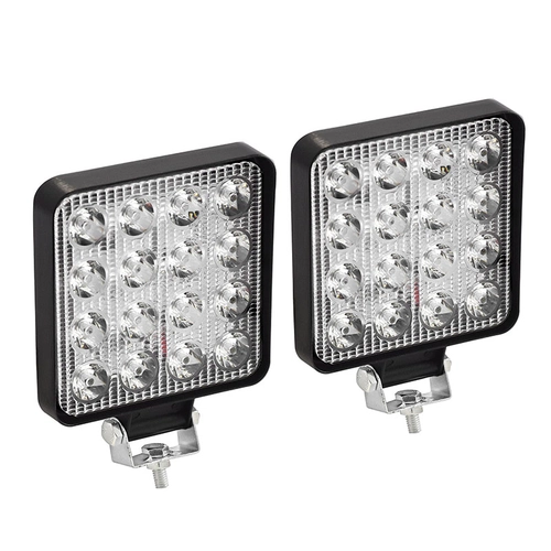PAR DE FAROL AUXILIAR WORKLIGHT UNIVERSAL COM 16 LEDS QUADRADO - FARO53K-I