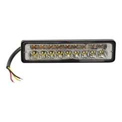 FAROL AUXILIAR MINI BARRA UNIVERSAL COM 18 LEDS E 14,50CM DE COMPRIMENTO RETANGULAR - FARO150-I