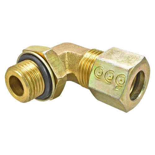CONEXÃO COTOVELO MACHO DE COMPRESSÃO DE METAL DE 12MM X 16MM E ROSCA 1,5MM COM ANILHA - CONE134