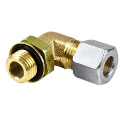 CONEXÃO COTOVELO MACHO DE COMPRESSÃO DE METAL DE 10MM X 16MM E ROSCA DE 1,5MM COM ANILHA E ANEL ORING - CONE133