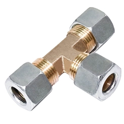 UNIÃO DE COMPRESSÃO "TE" COM ANILHA E SEM INSERT DE METAL DE 12MM - CONE106