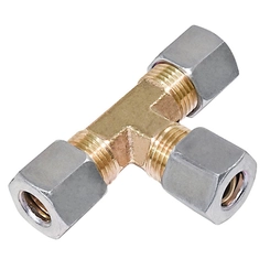 UNIÃO DE COMPRESSÃO "TE" COM ANILHA E SEM INSERT DE METAL DE 10MM - CONE105