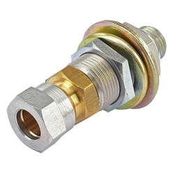 UNIÃO ANTEPARO MACHO E DE COMPRESSÃO DE METAL COM ANILHA E SEM INSERT PARA TUBO DE 12MM E ROSCA M16 - CONE30C