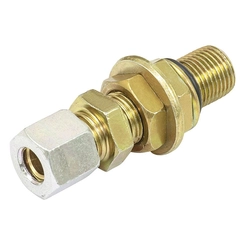 UNIÃO ANTEPARO MACHO E DE COMPRESSÃO DE METAL COM ANILHA E SEM INSERT PARA TUBO DE 10MM E ROSCA M16 - CONE81