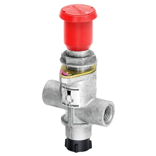 VÁLVULA PUSH PULL VERMELHA DE ACIONAMENTO DE ESTACIONAMENTO COM ROSCA DE M16X1,5MM - VALV51