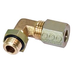 CONEXÃO COTOVELO MACHO DE COMPRESSÃO DE METAL DE 08MM X 12MM E ROSCA DE 1,5MM COM ANILHA E ANEL ORING - CONE96