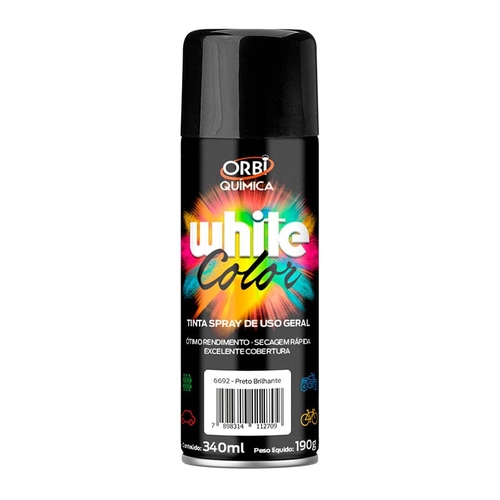 TINTA ORBISPRAY DE 340ML COM 190 GRAMAS DE COR PRETO BRILHANTE - TINT02
