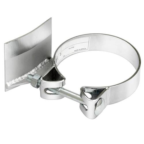 ABRAÇADEIRA DE AÇO COM SUPORTE DO TUBO LATERAL DO ESCAPAMENTO DE 5" CROMADA - ABRA37