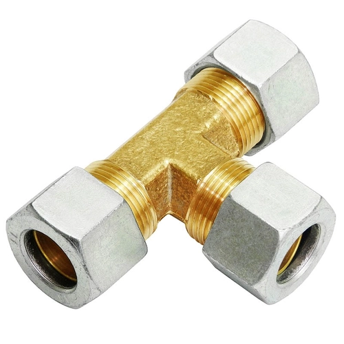 UNIÃO DE COMPRESSÃO "TE" COM ANILHA E SEM INSERT DE METAL DE 16MM - RODO77C-F