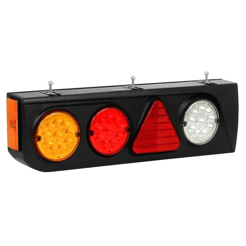 LANTERNA TRASEIRA COMPLETA DAS CARRETAS LIBRELATO DE LED 24V COM ABA TRIÂNGULO E CHICOTE DE 5 VIAS DO LADO ESQUERDO - LANT89-E-ABA