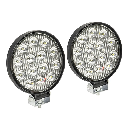 PAR DE FAROL AUXILIAR UNIVERSAL WORKLIGHT COM 14 LEDS E FIO DE 2 VIAS REDONDO - FARO52K-I