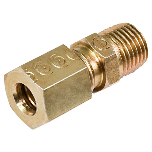 CONEXÃO RETA MACHO DE COMPRESSÃO DE METAL DE 08MM X 1/4 NPT COM ANILHA (005 UN.) - CONE116